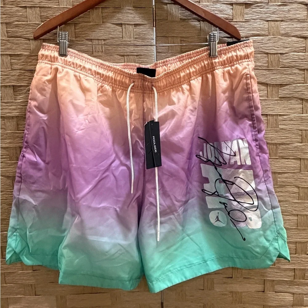 Nike Air Jordan DNA HBR Pool Shorts Sz Mens Large Rainbow Sherbet NWT Size XL
